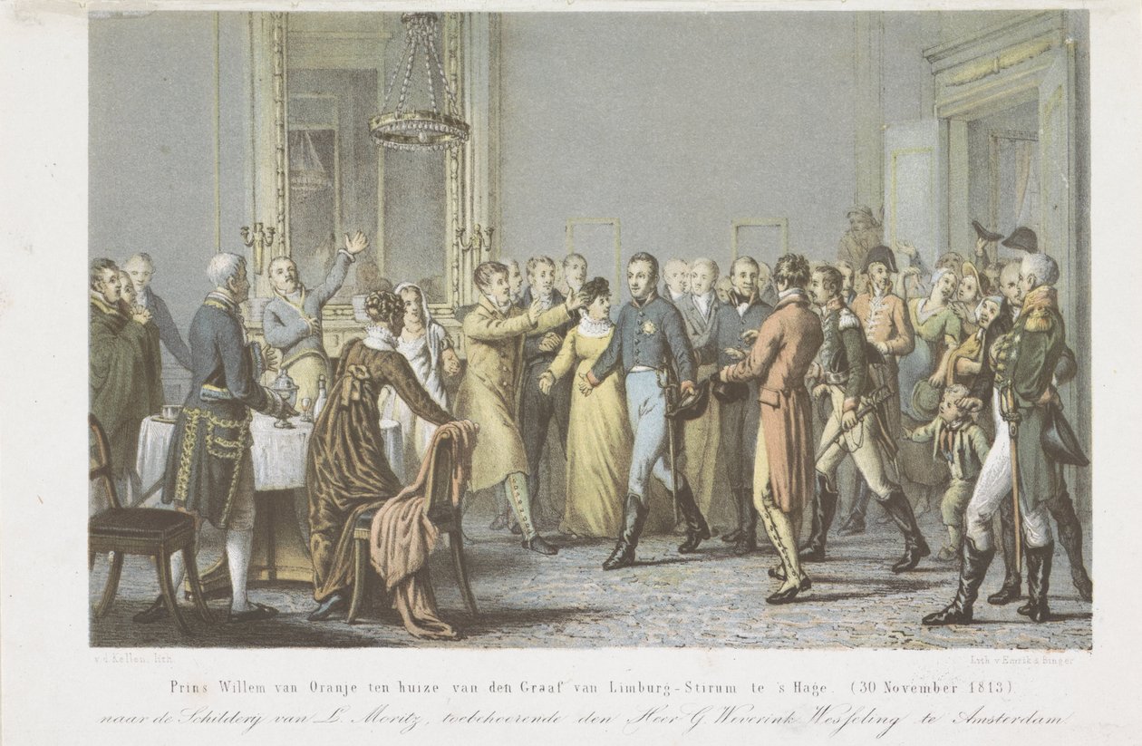 Prins av Orange hemma hos greven av Limburg Stirum, 1813 Prins William av Orange hemma hos greven av Limburg-Stirum i Haag. (30 november 1813) (titel på objekt) av David van der Kellen