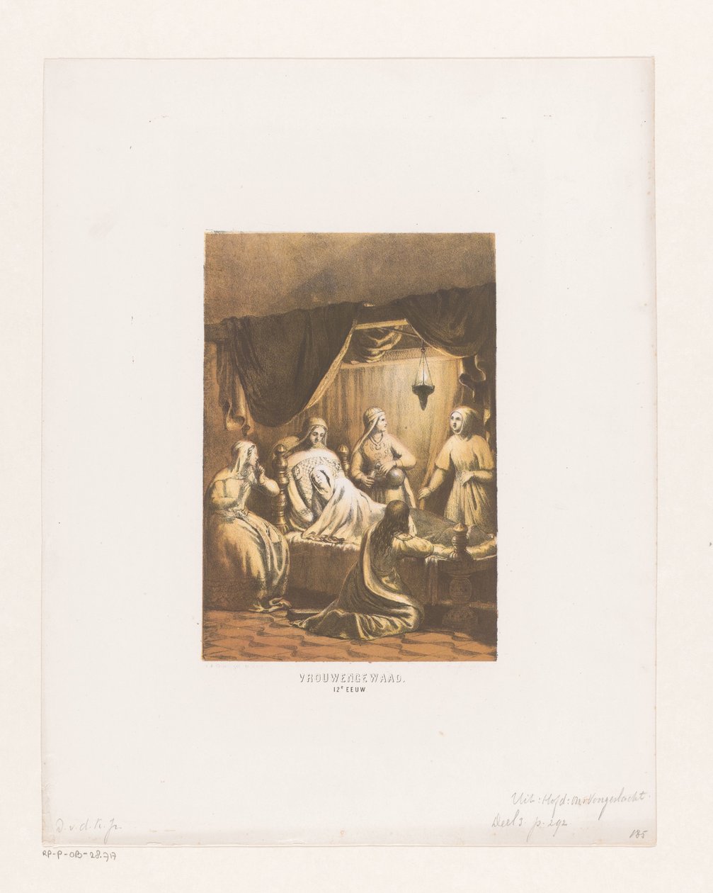 Vikdräkt, 1100-tal kvinnors dräkter. 1100-talet (titel på föremål) av David van der Kellen