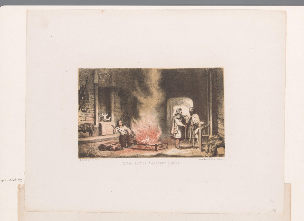 Interiör av en saxisk gård Hall of a Saxische Hoeve (titel på objekt) av David van der Kellen