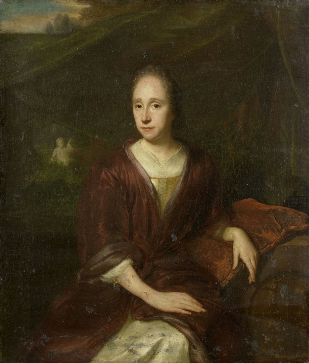 Porträtt av Margaretha Nelis (1652-17050, andra hustru till Casparus Commelin). av David van der Plas