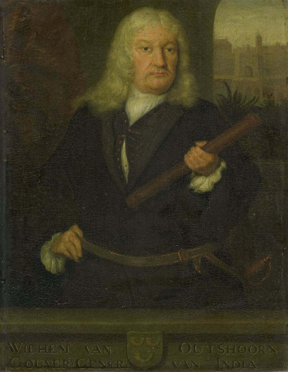 Porträtt av Willem van Outhoorn, generalguvernör i Nederländska Ostindien av David van der Plas