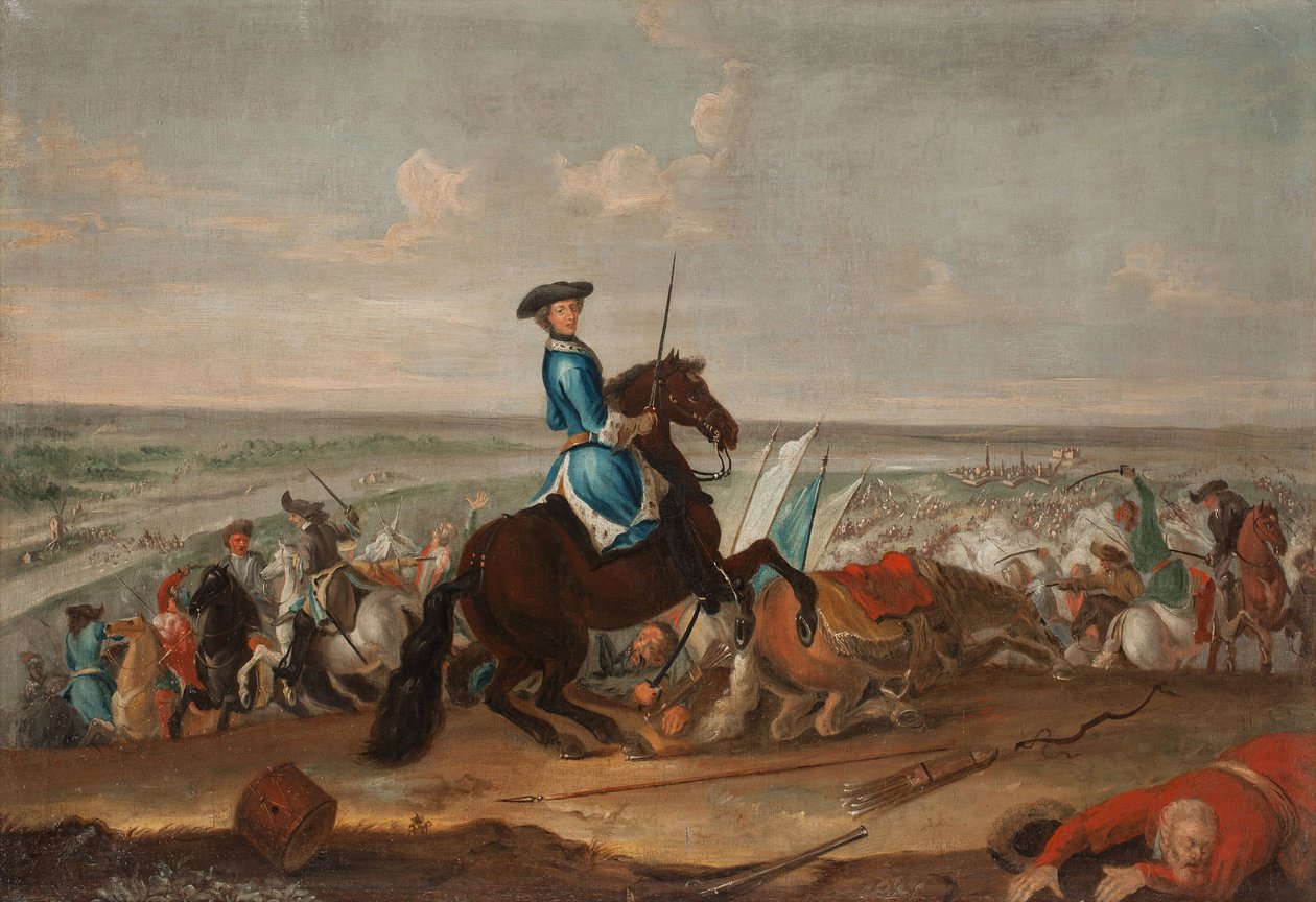 Le roi Charles XII (Carl de Suede) (1682-1718) vid slaget vid Narva av David von Krafft