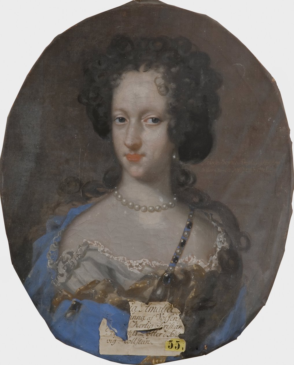 Sophie Amalie av Schleswig Holstein Gottorp, prinsessan dano norvegienne - Porträtt av prinsessan Sophie Amalie av Holstein-Gottorp (1670-1710), hertiginna av Brunswick-Lueneburg, av Krafft, David, von (1655-1724). Olja på duk. Mått: 69x56 cm. nationalm av David von Krafft