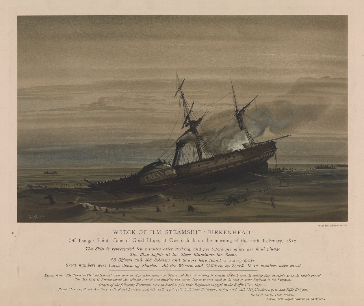 Vraket av H.M. ångfartyget "Birkenhead" den 26 februari 1852 av Day & Son