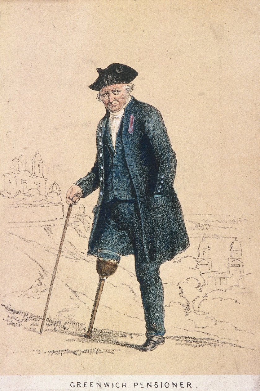 En Greenwich-pensionär med ett ben, 1855 av Day and Son
