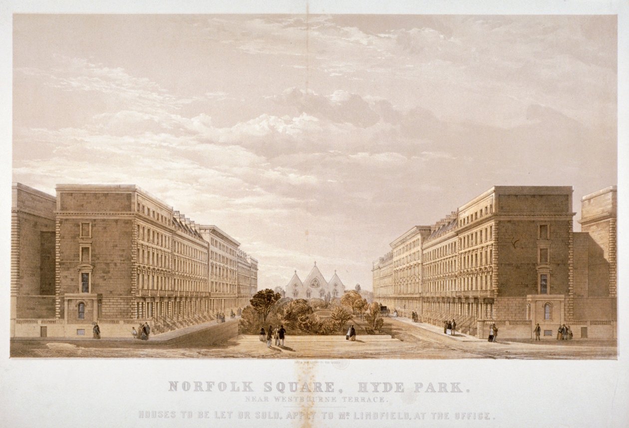 Husagentens annons för fastigheter på Norfolk Square, Paddington, London, c1870. av Day and Son
