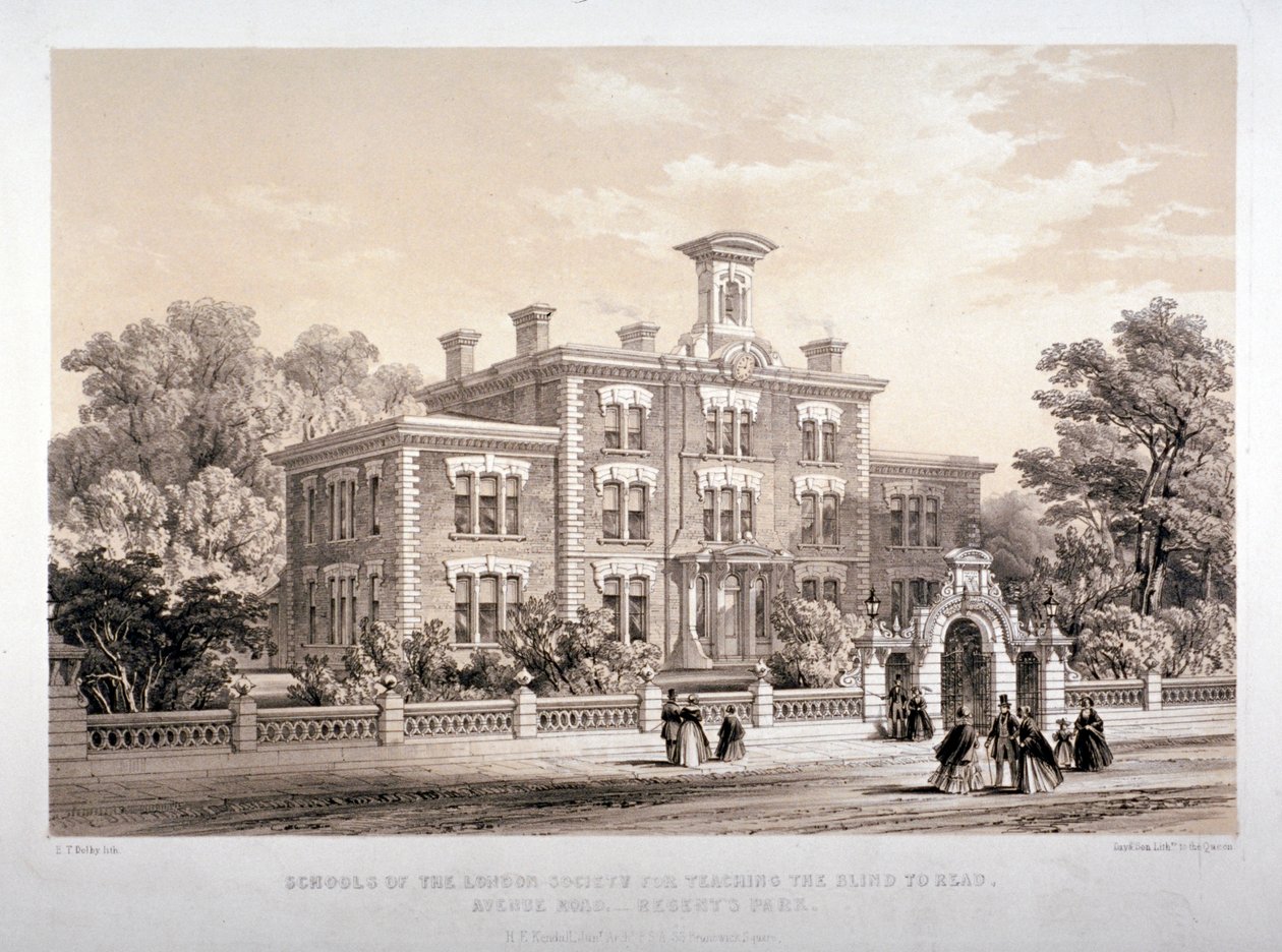 London Society Schools for undervisning blinda, Avenue Road, Marylebone, London, c1860. av Day and Son