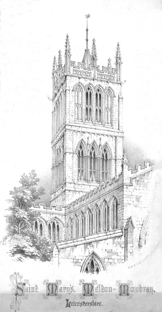 Saint Marys, Melton-Mowbray. Leicestershire, ca 1850-talet av Day and Son