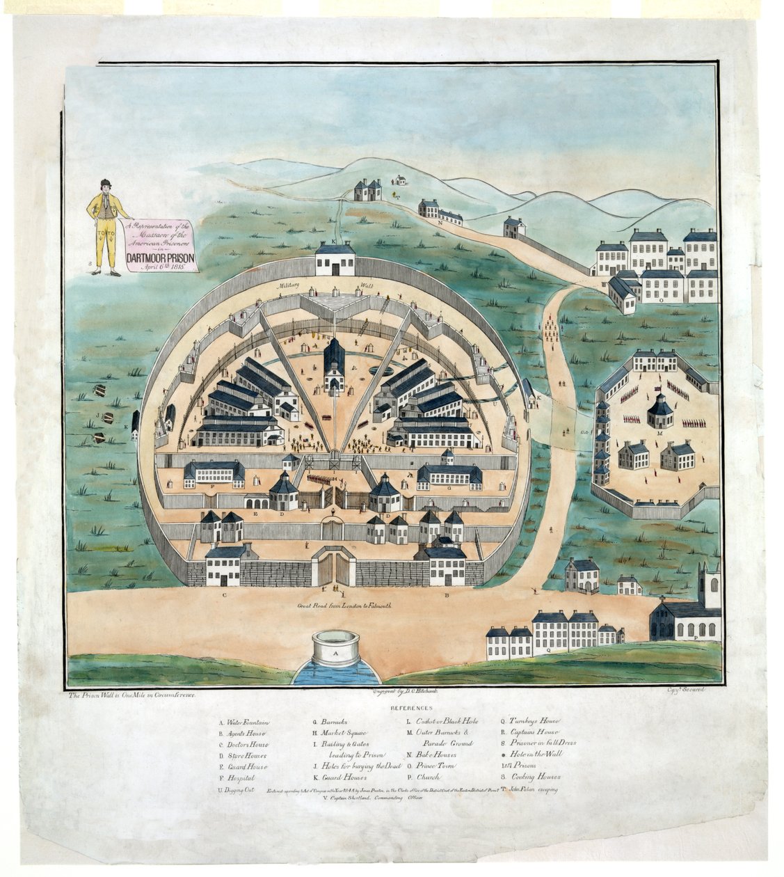 En representation av massakern på amerikanska fångar i Dartmoor Prison, 6 april av DeWitt C. Hitchcock