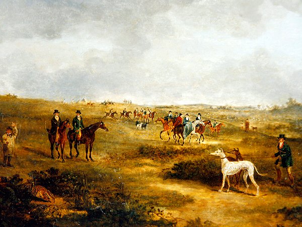 Hare coursing (olja på panel) (se 451920 för par) av Dean I Wolstenholme