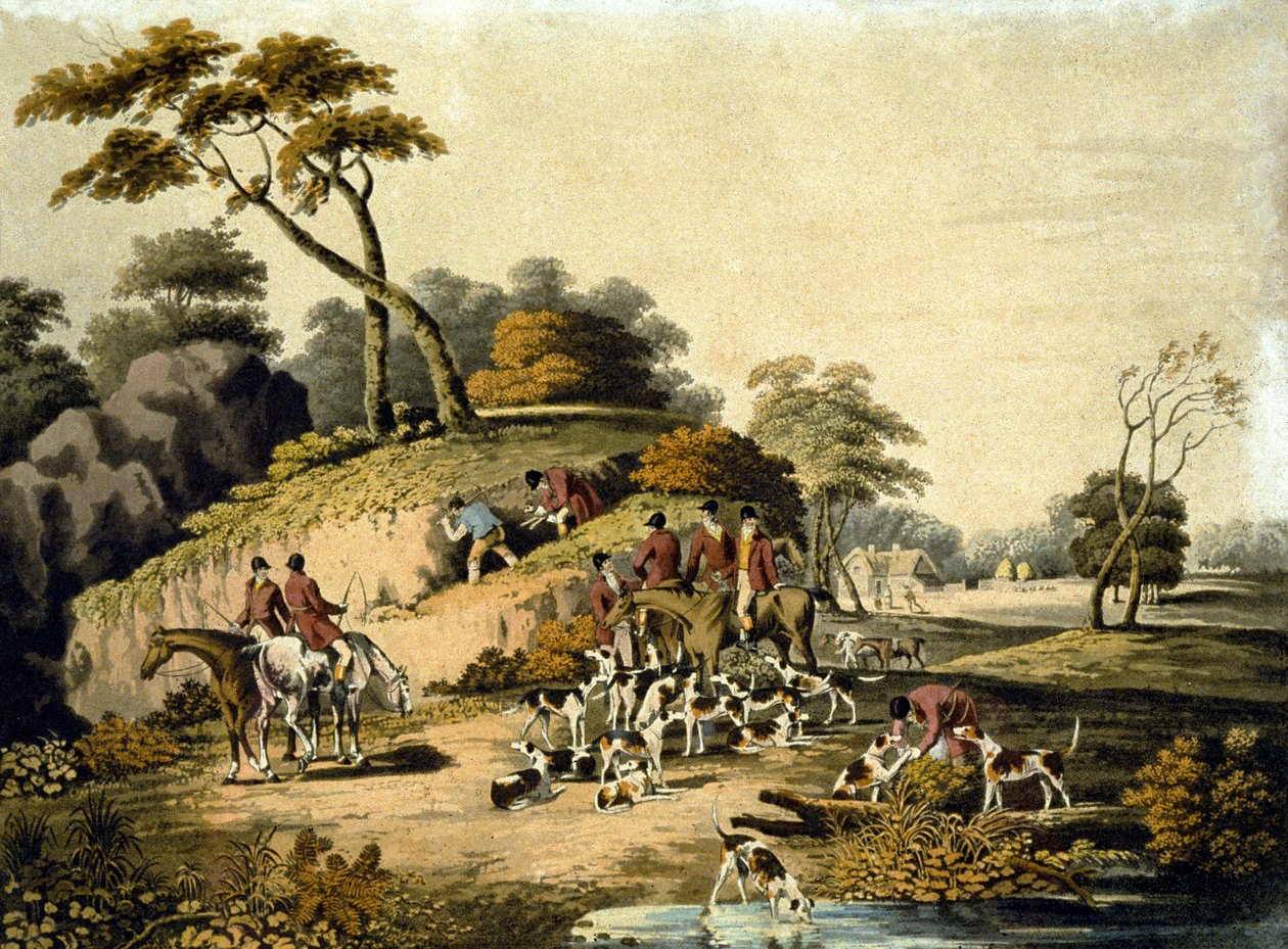 Morgon, Foxhunting, graverad av J.H. Clarke och F. Jeakes av Dean Snr. (after) Wolstenholme