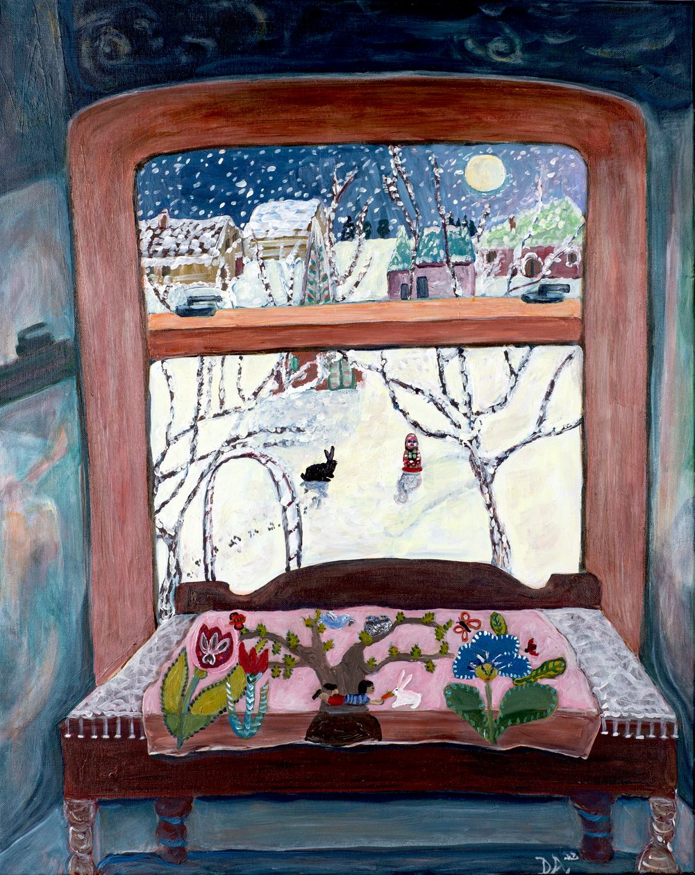 Appliqued, 2022 (akryl på duk) av Deborah Eve Alastra