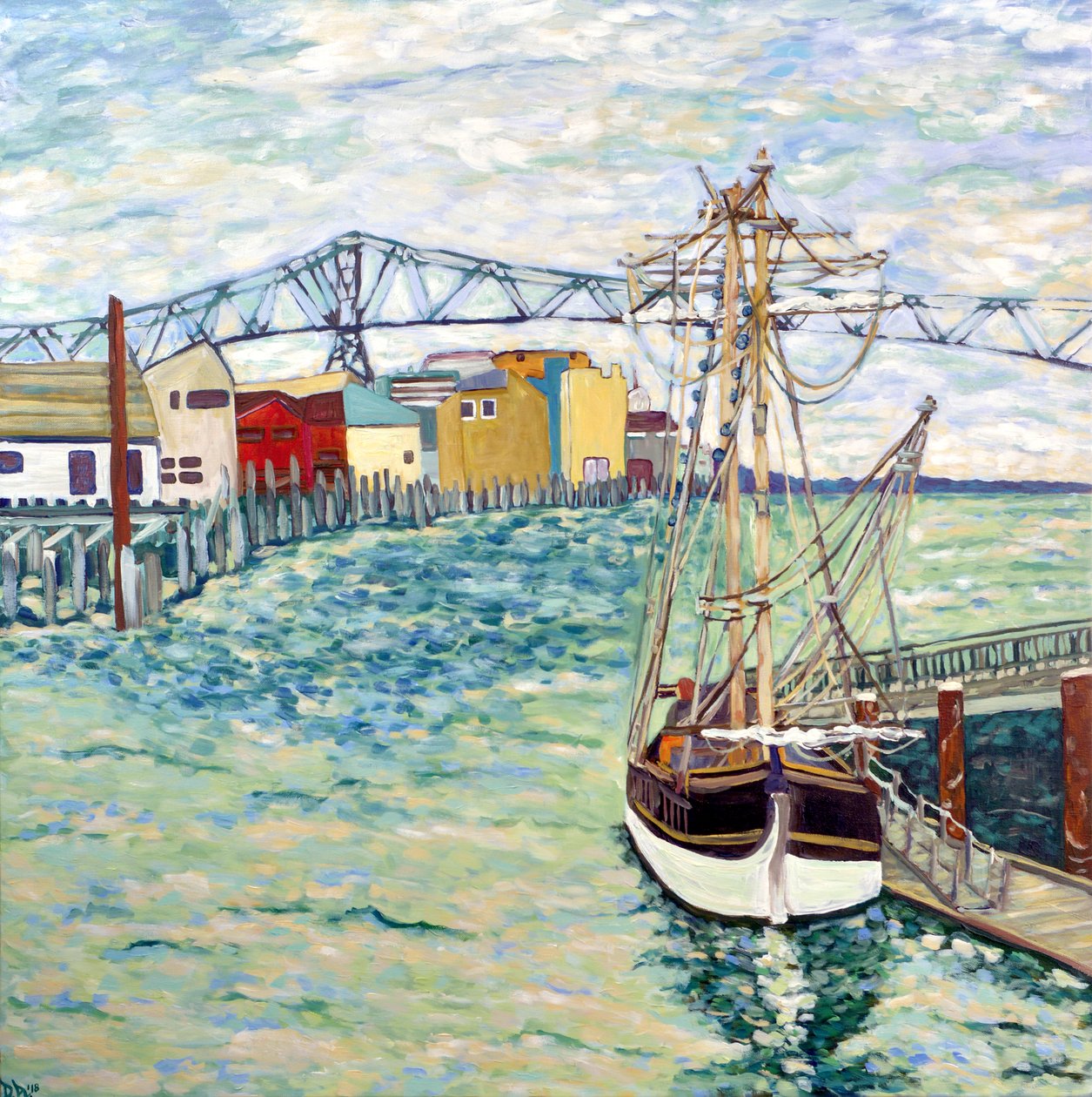 Astoria Boat, 2018 (akryl på duk) av Deborah Eve Alastra