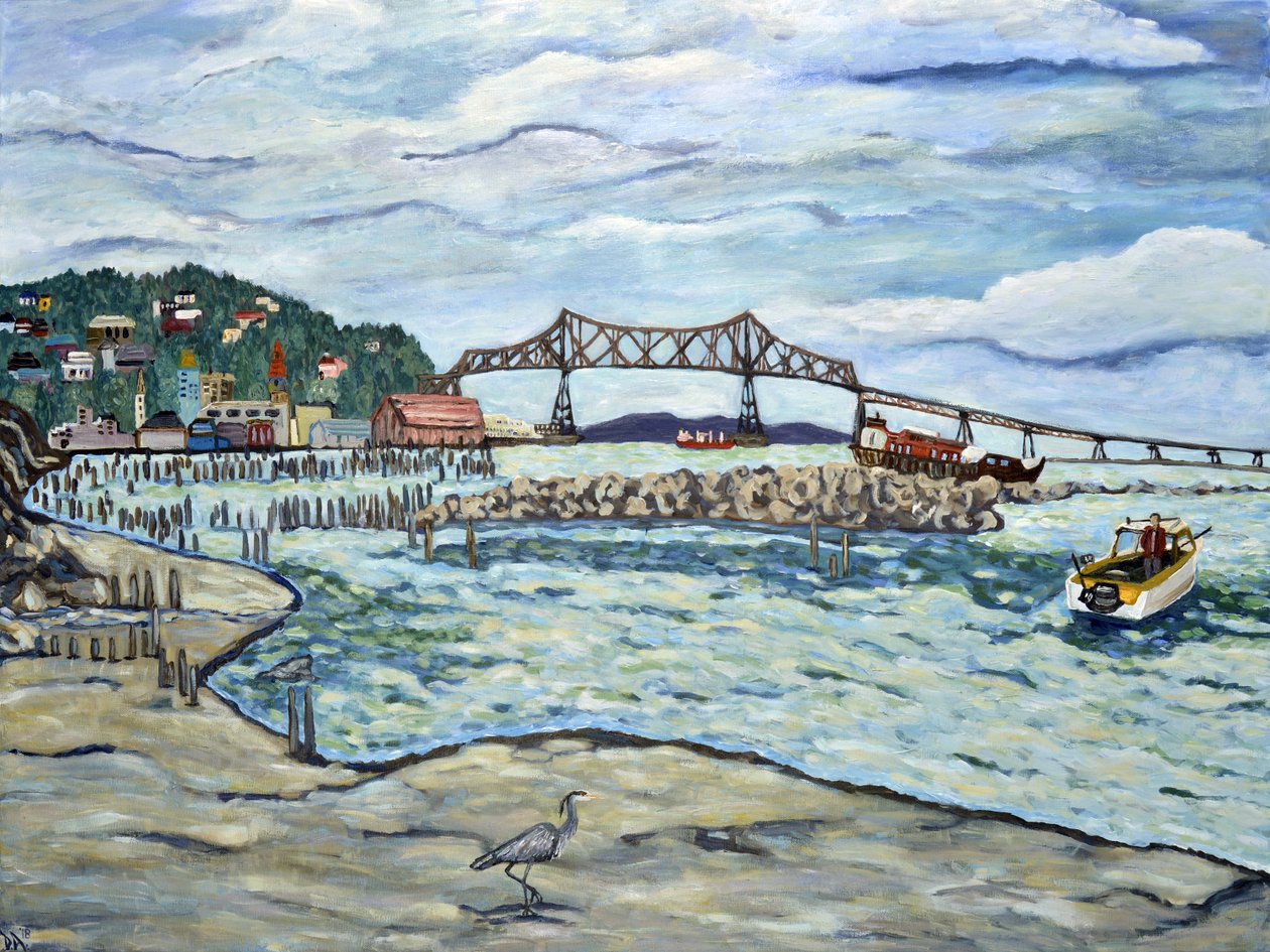 Astoria Heron, 2018 (akryl på duk) av Deborah Eve Alastra