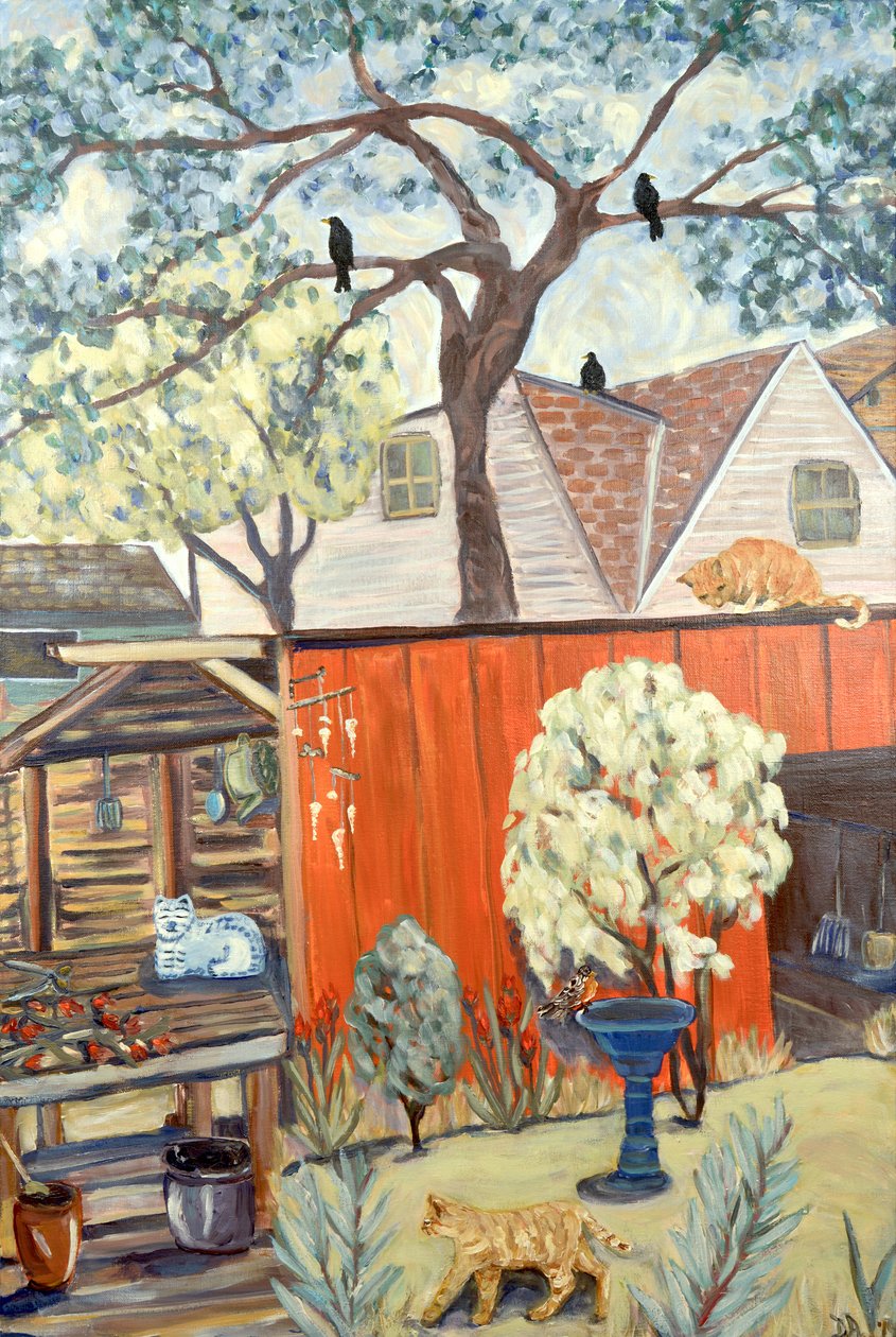 Backyard Jungle, 2019 (akryl på duk) av Deborah Eve Alastra