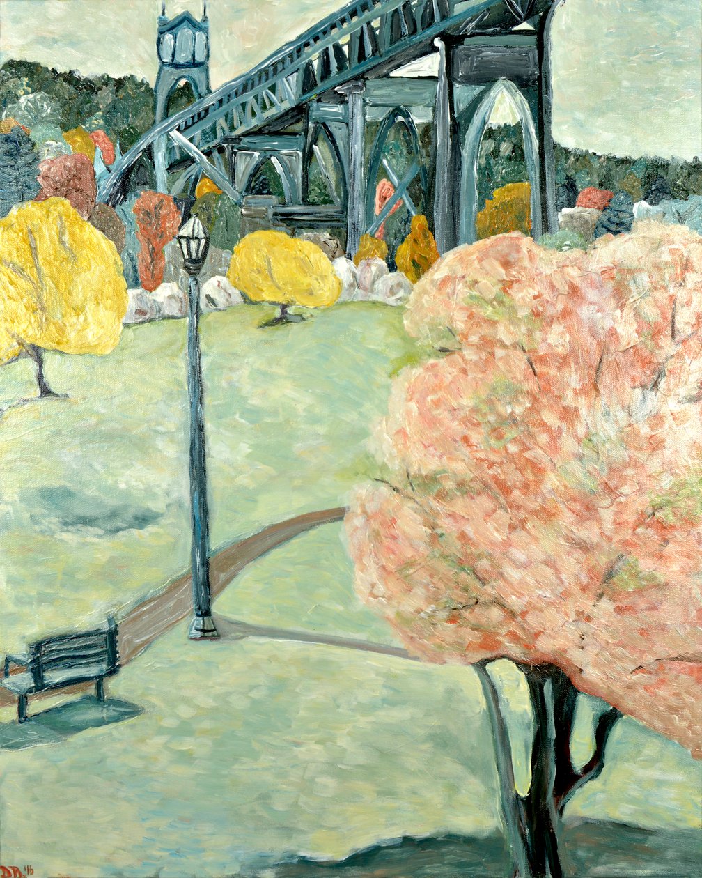 Cathedral Park, 2019 (akryl på duk) av Deborah Eve Alastra