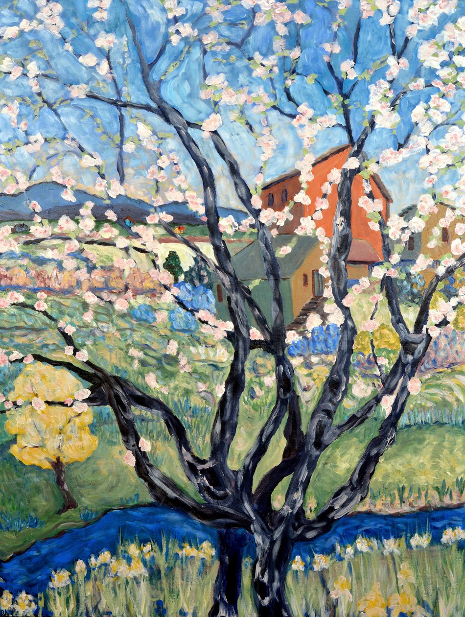 Cherry Blossom View, 2020 (akryl på duk) av Deborah Eve Alastra