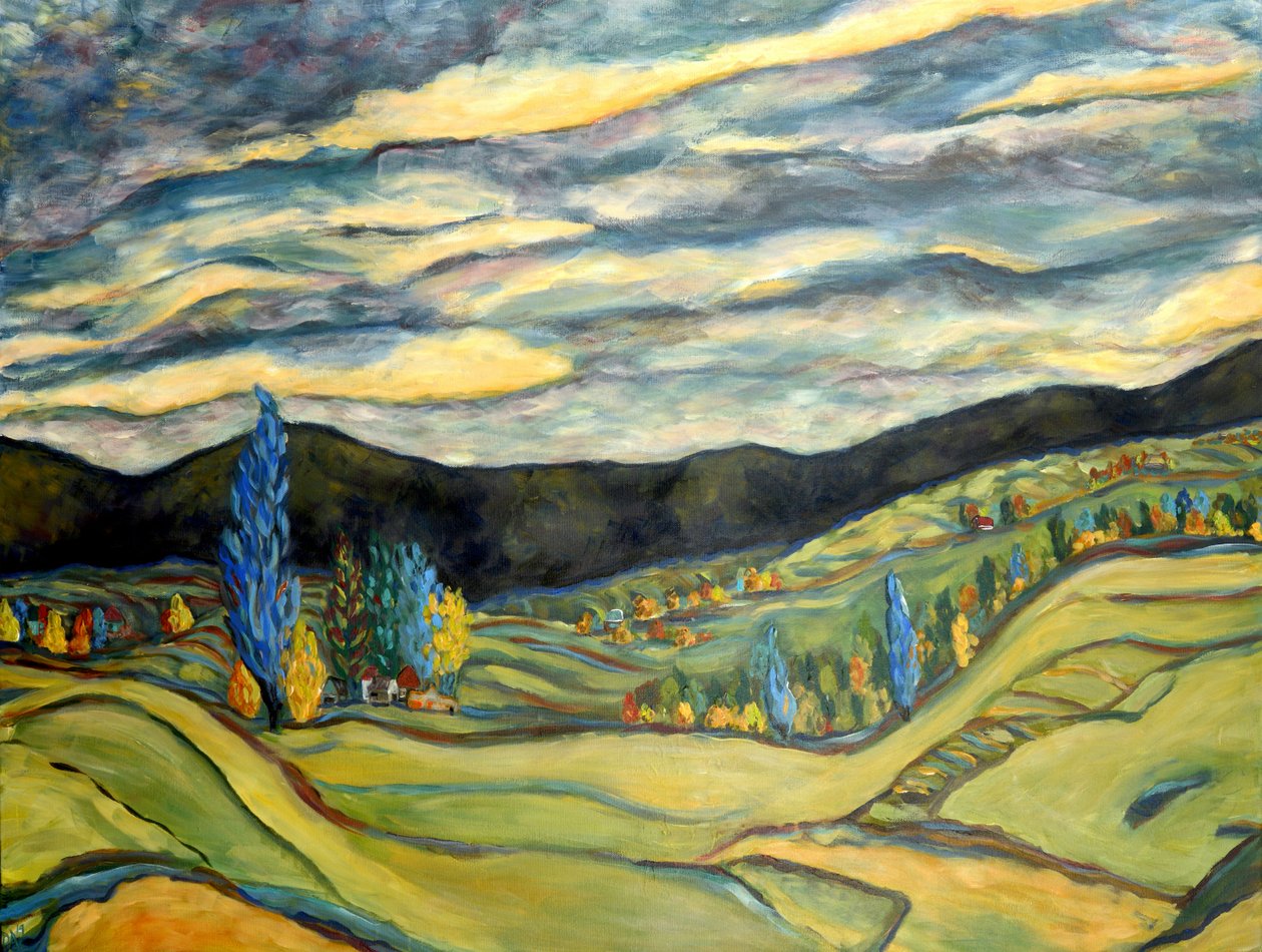 Fall Landscape, 2020 (akryl på duk) av Deborah Eve Alastra