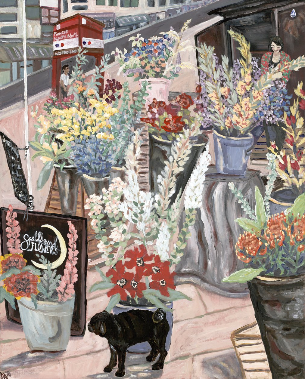 Flower Lady, 2018 (akryl på duk) av Deborah Eve Alastra