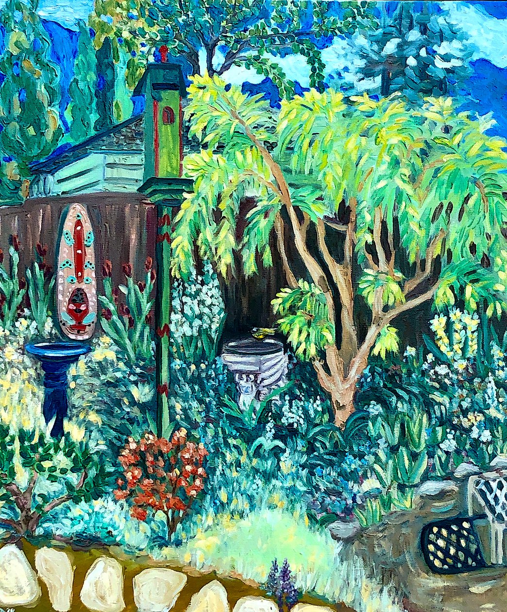 Garden View, 2020 (olja på duk) av Deborah Eve Alastra