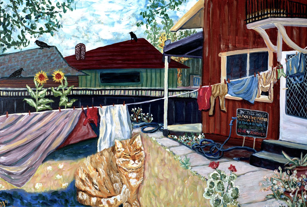 In This House, 2022 (akryl på duk) av Deborah Eve Alastra