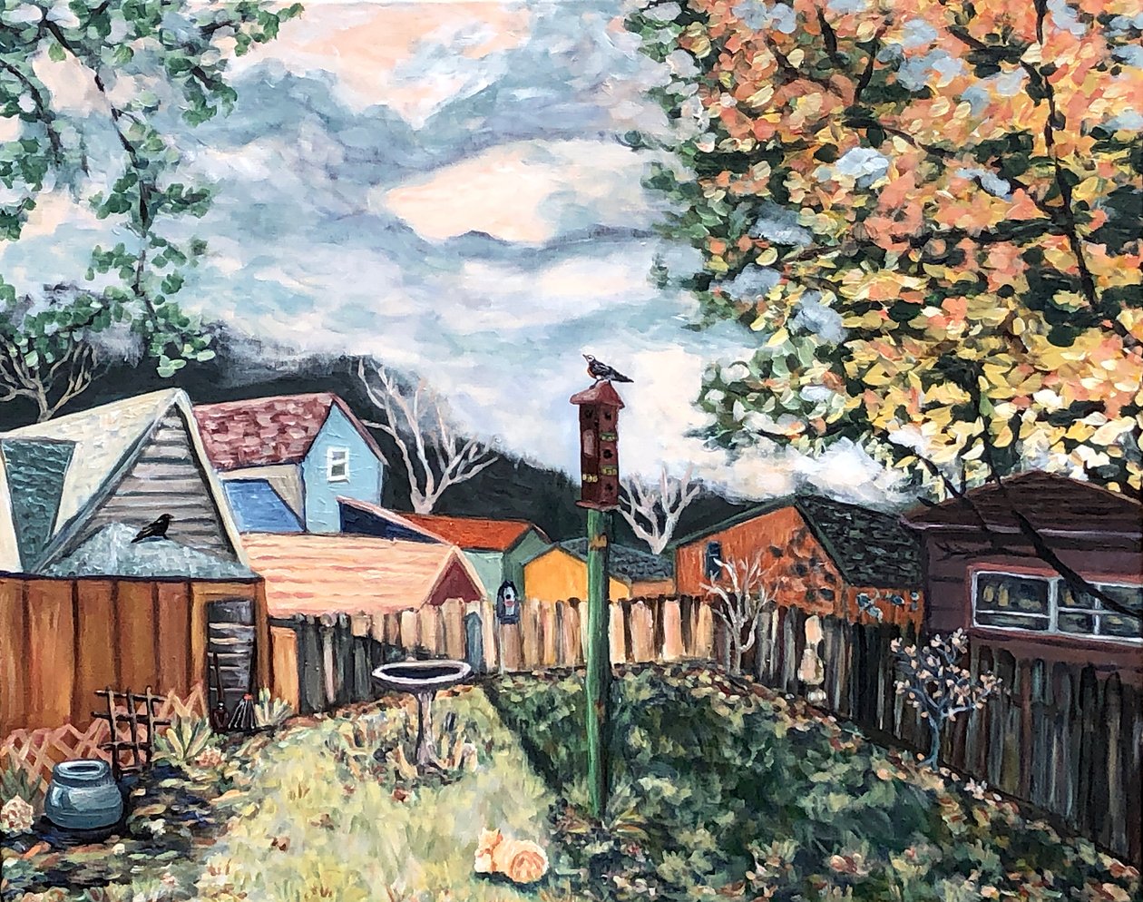 "Last Light of Fall" 2020, akryl på duk av Deborah Eve Alastra
