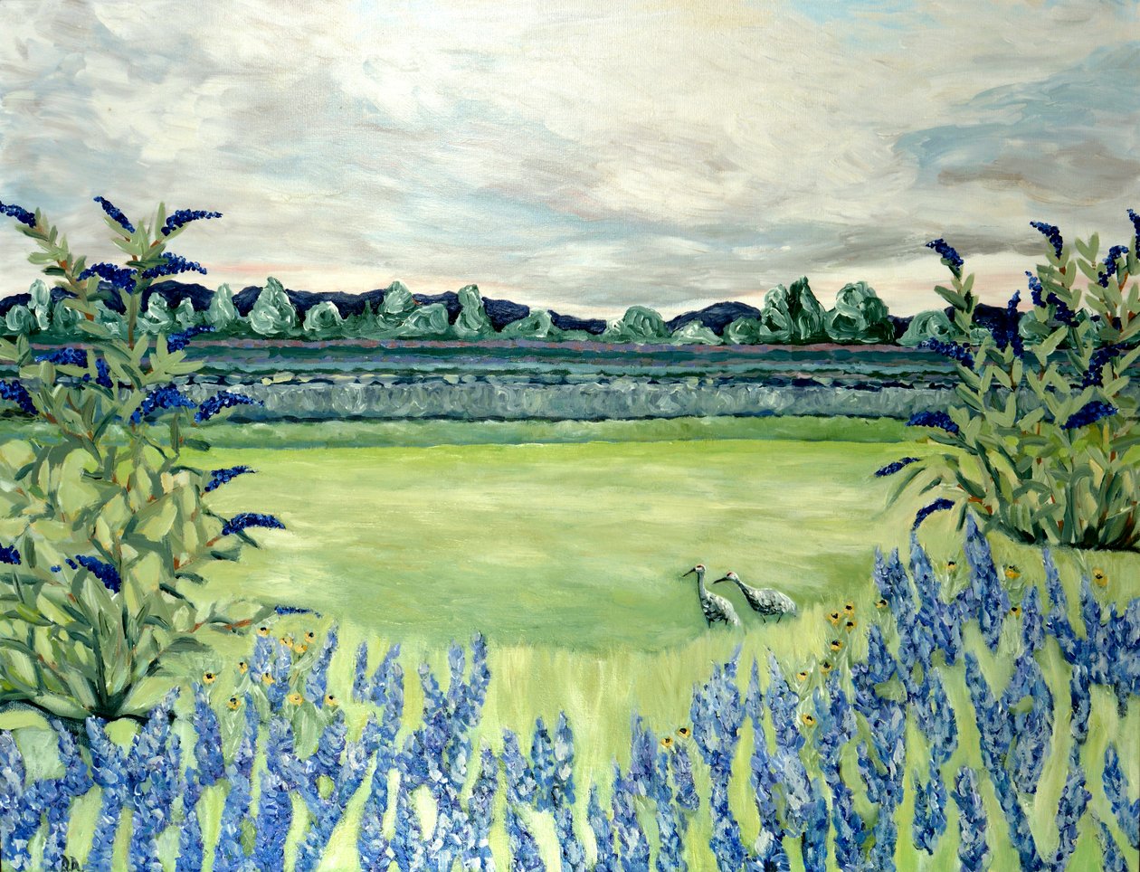 Lavender Fields, 2015 (akryl på duk) av Deborah Eve Alastra