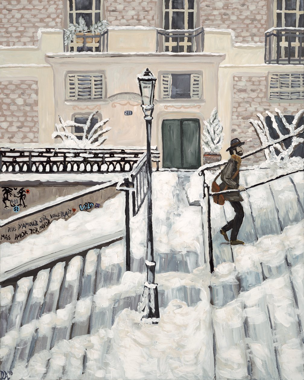 Montmartre Snow, 2017 (akryl på duk) av Deborah Eve Alastra