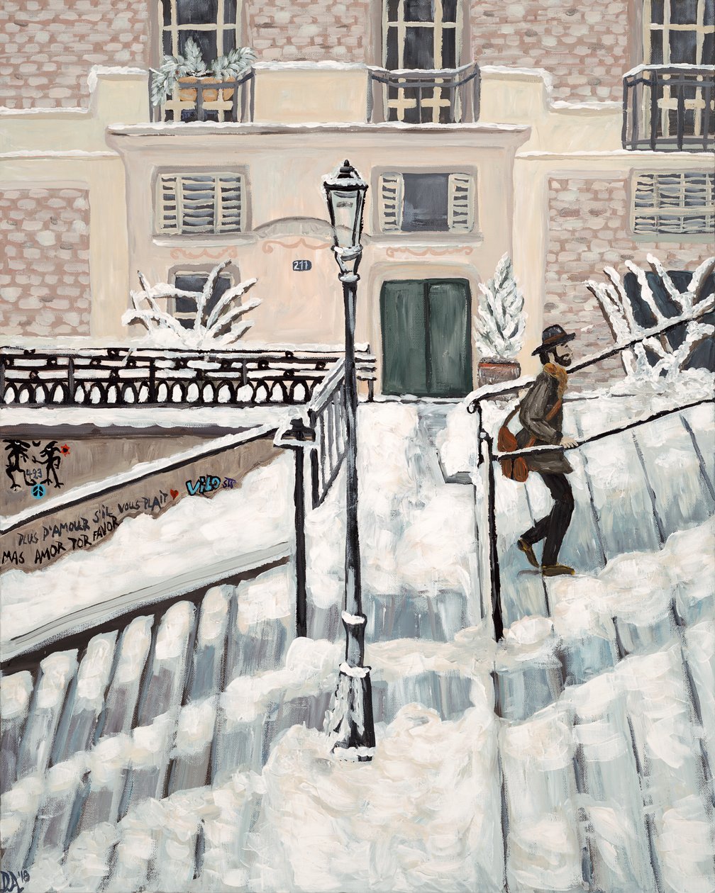 Montmartre Snow, 2018 (akryl på duk) av Deborah Eve Alastra