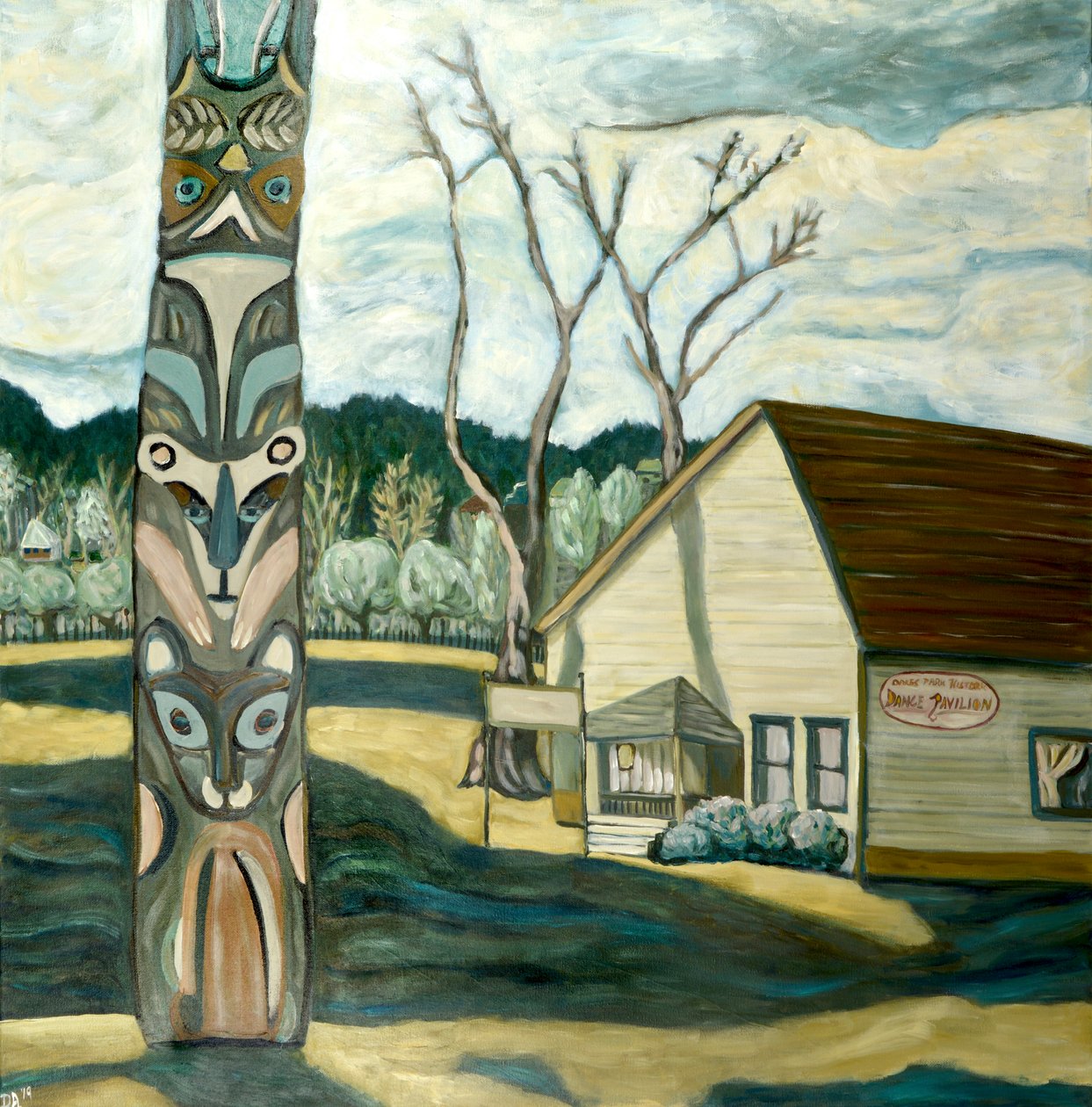 Oaks Totem, 2019 (akryl på duk) av Deborah Eve Alastra