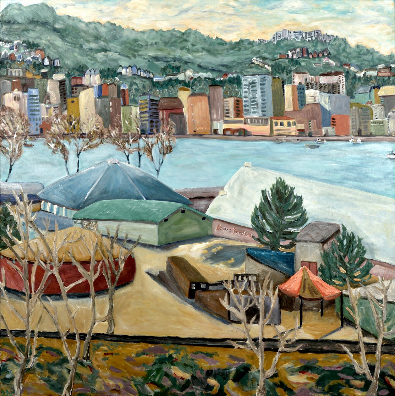 Oaks Winter View, 2019 (akryl på duk) av Deborah Eve Alastra