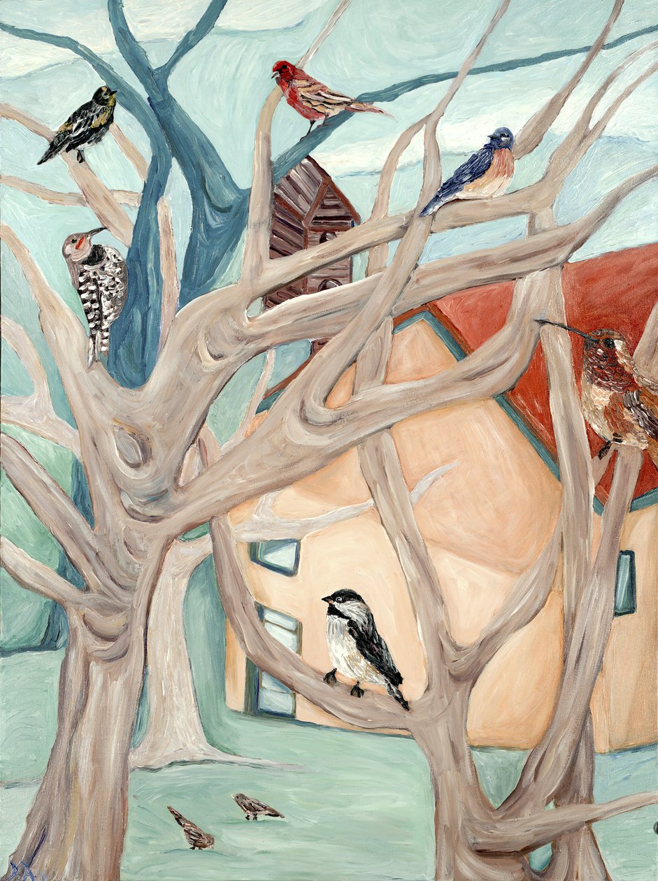 Peach House, 2015 (akryl på duk) av Deborah Eve Alastra