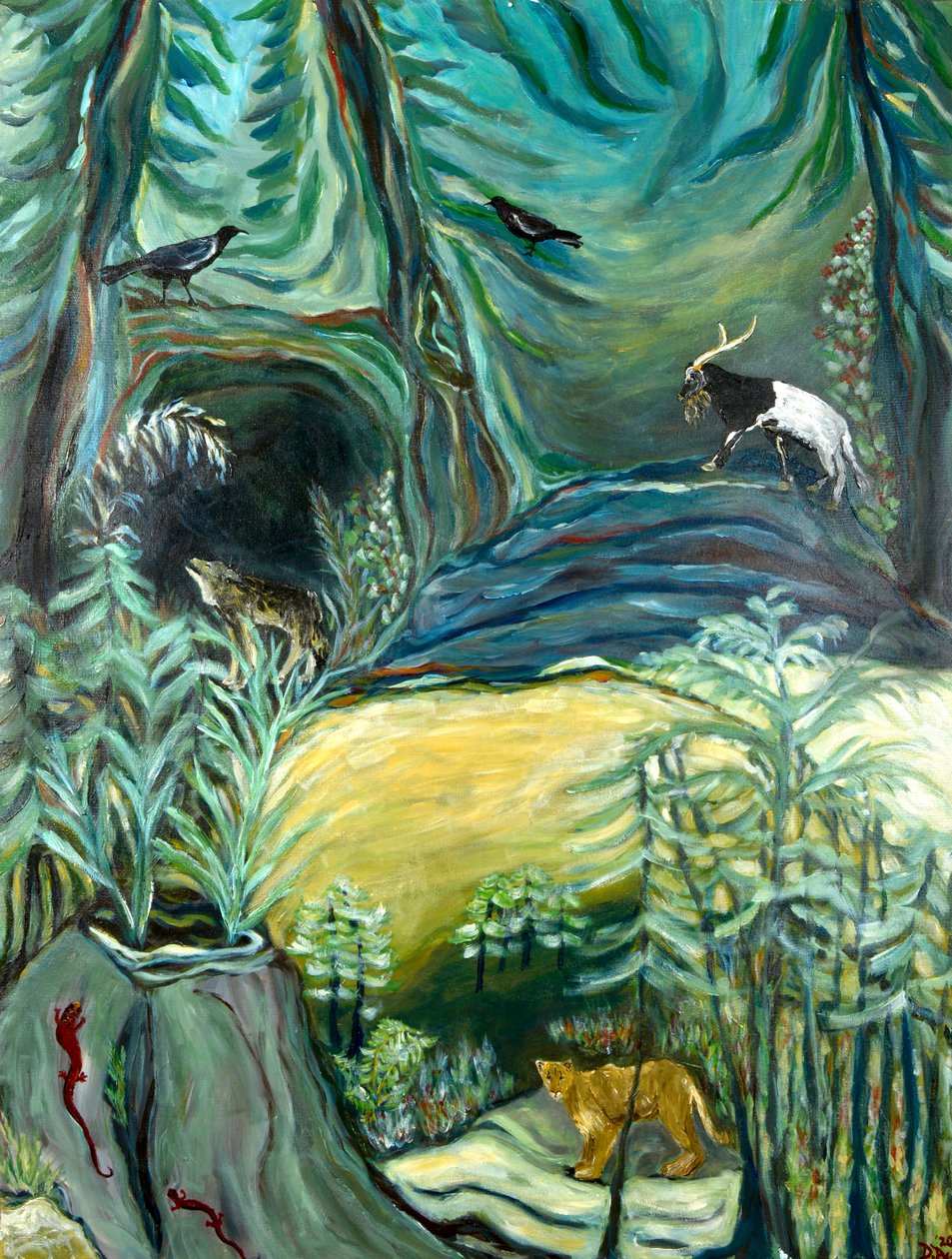 ReGrowth, 2021 (akryl på duk) av Deborah Eve Alastra