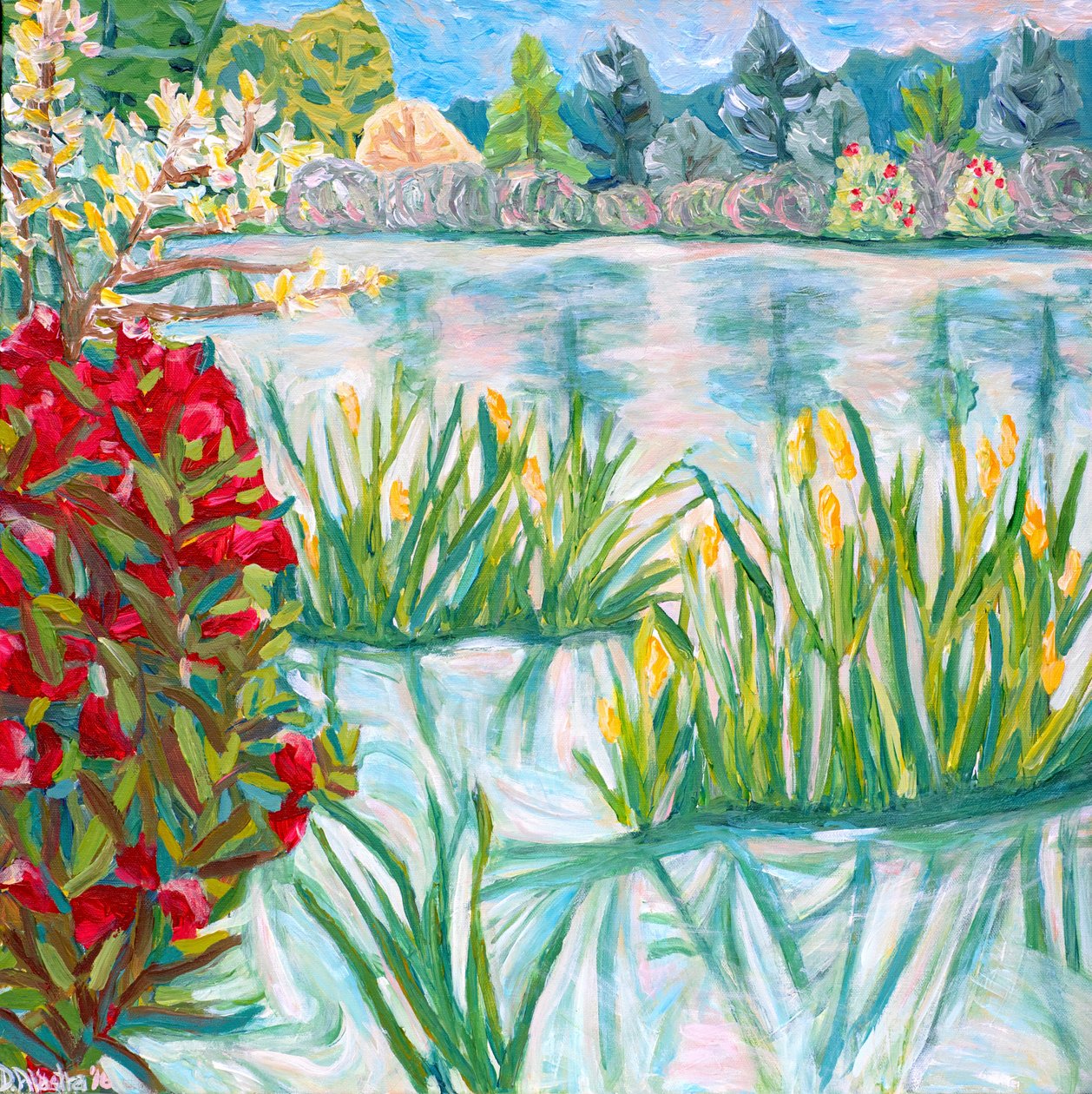 Red Rhodie, 2015 (akryl på duk) av Deborah Eve Alastra
