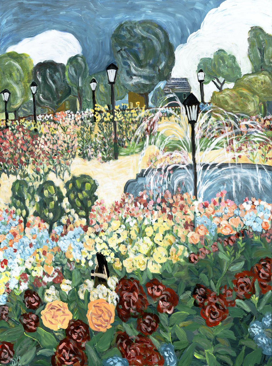 Rose Garden, 2019 (akryl på duk) av Deborah Eve Alastra