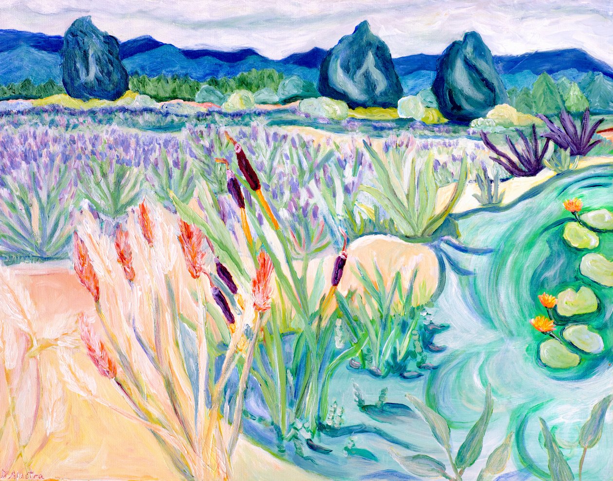 Sauvie Landscape, 2015 (akryl på duk) av Deborah Eve Alastra