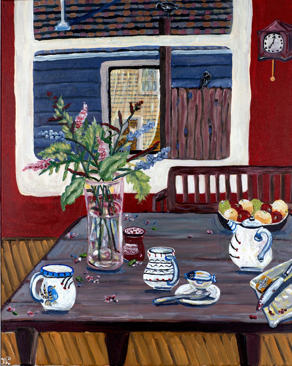 Winter Tea, 2022 (akryl på duk) av Deborah Eve Alastra