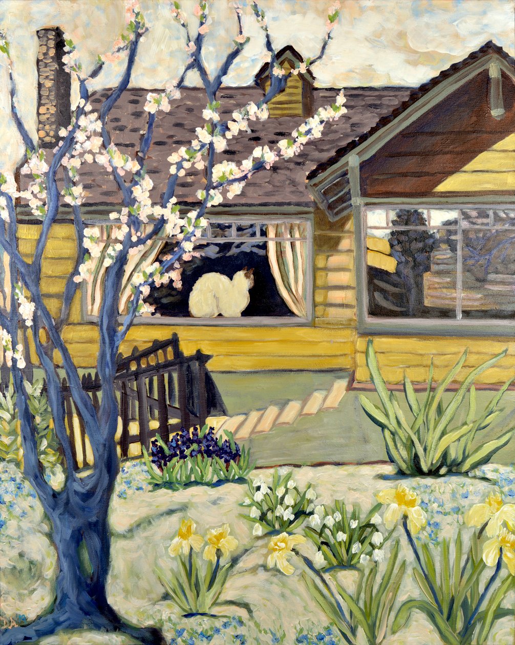 Yellow House, 2019 (akryl på duk) av Deborah Eve Alastra