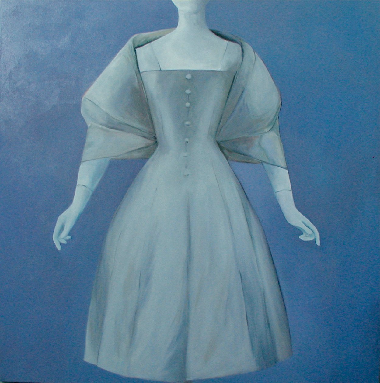 Silverklänning, 2004 (olja på duk) av Deborah Stevenson