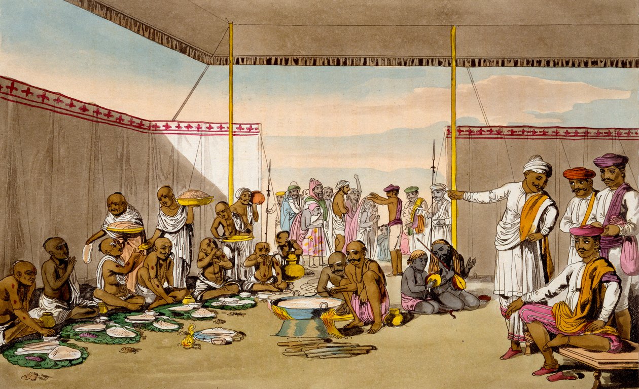 En Mahratta Surdar underhållande Brahmins, från 