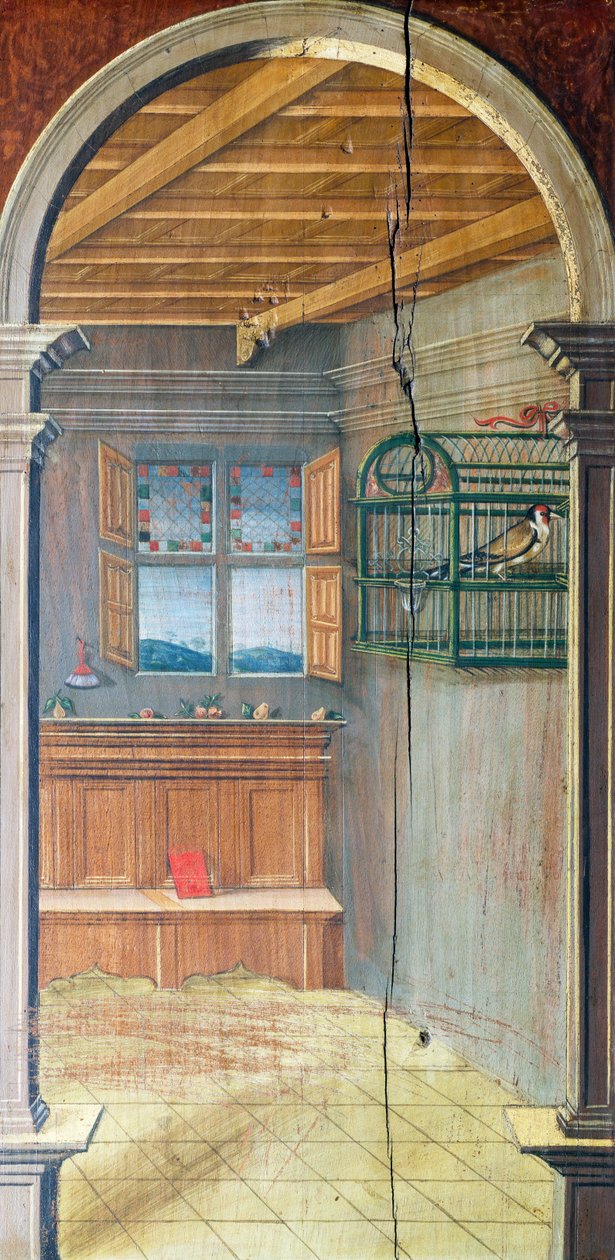 Perspektiv målat av Defendente Ferrari (1480 eller 1485-1540), på den bakre delen av 1500-talskören, Church of Saint Jerome, Biella. Italien av Defendente Ferrari