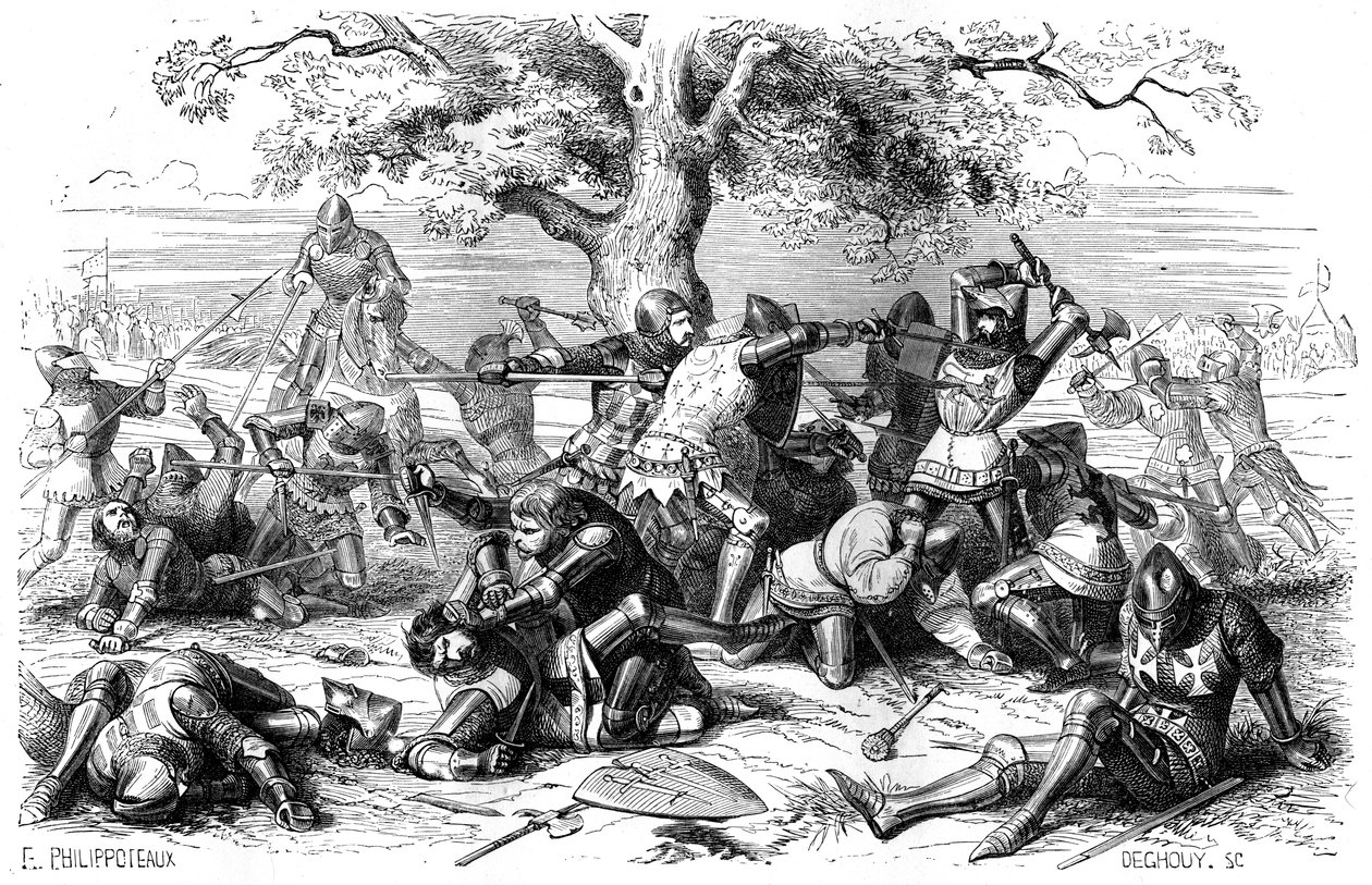 Trettio franska riddare slåss mot engelsmännen, Bretagne, Frankrike, 1351 1882-1884 av Deghouy