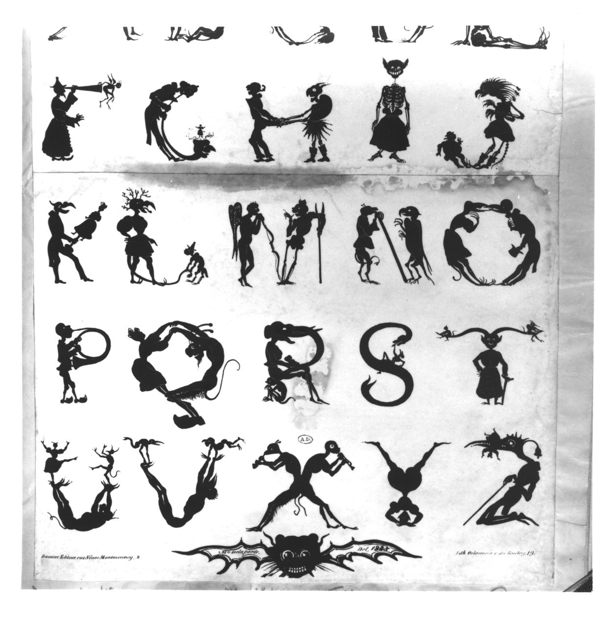 Devilish Alphabet, graverat av Delannois, 1825 (detalj, se även 184307, 184308, 184310 till 184312) av Delaporte