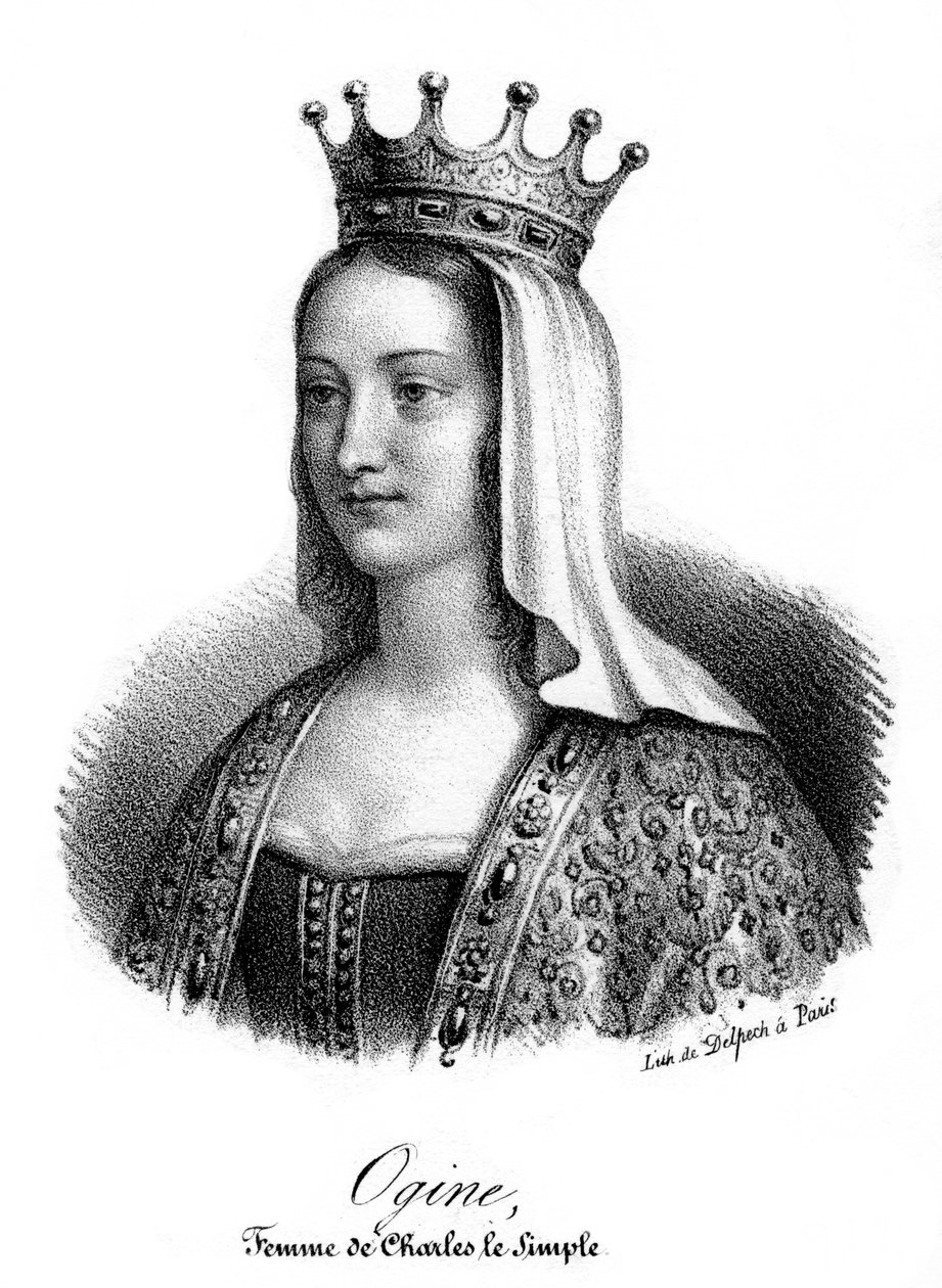 Edgifu av Wessex, gemål till Charles III The Simple of France, 1800-talet av Delpech