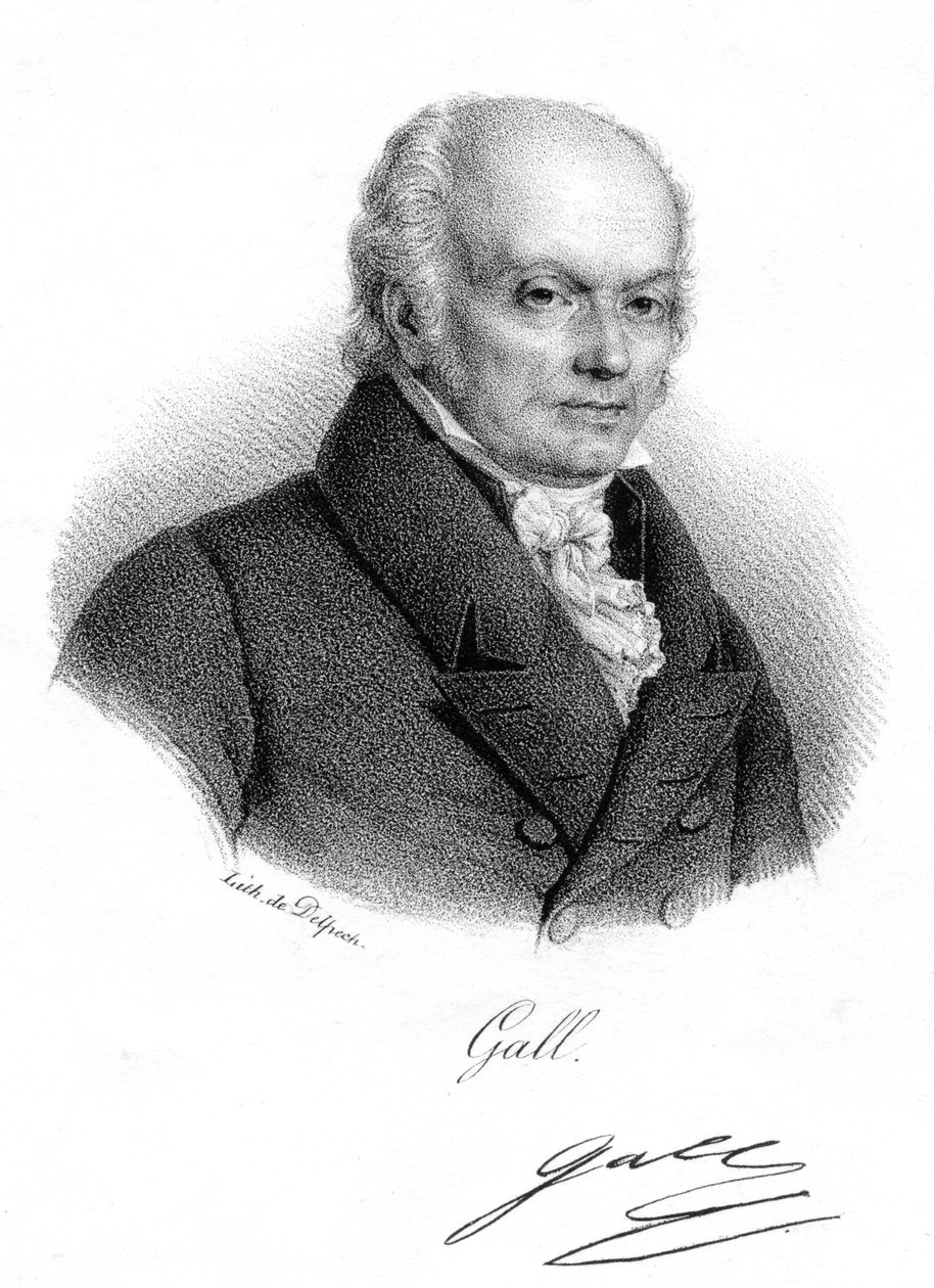 Franz Joseph Gall, tysk läkare och grundare av frenologi, c1820 av Delpech