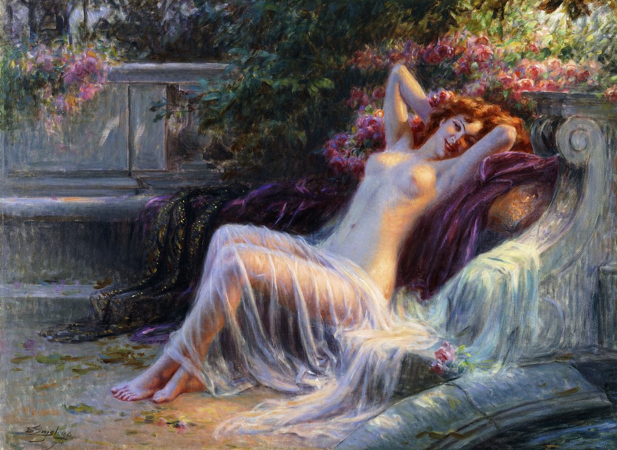 Naken med rosor; Nu aux Roses av Delphin Enjolras