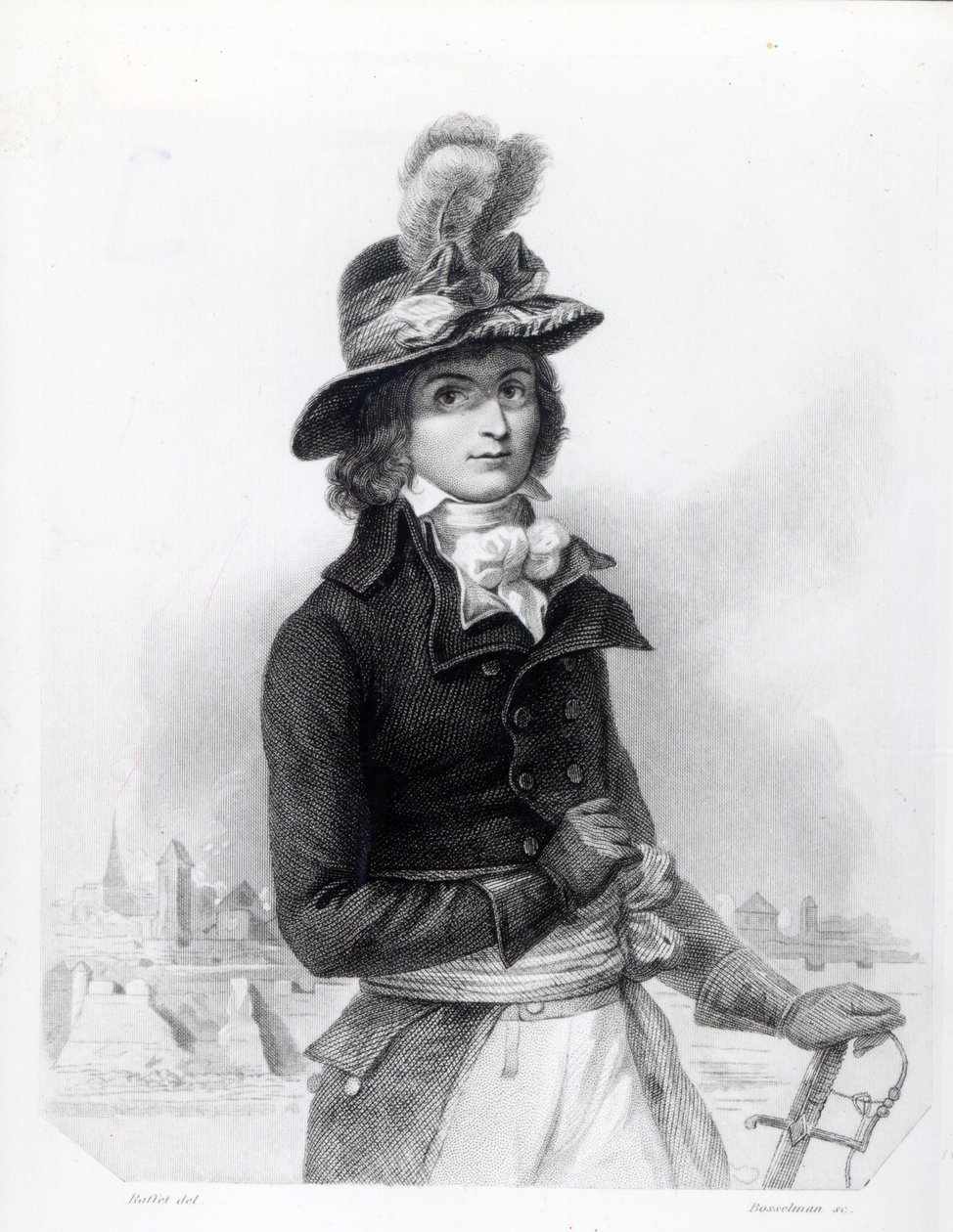 Louis Antoine de Saint-Just, graverad av Bosselman av Denis Auguste Marie Raffet
