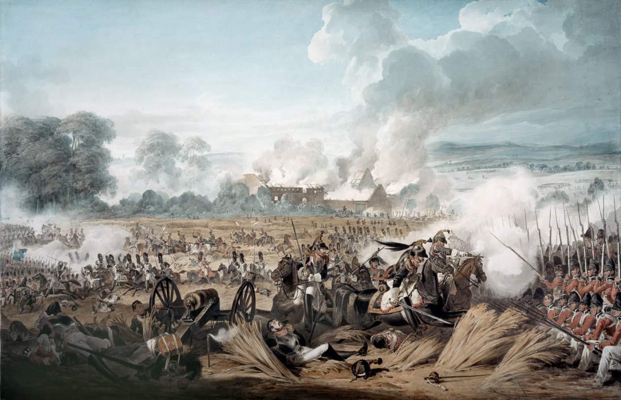 Attack på de brittiska torgen av franskt kavalleri vid slaget vid Waterloo, 1815 av Denis Dighton
