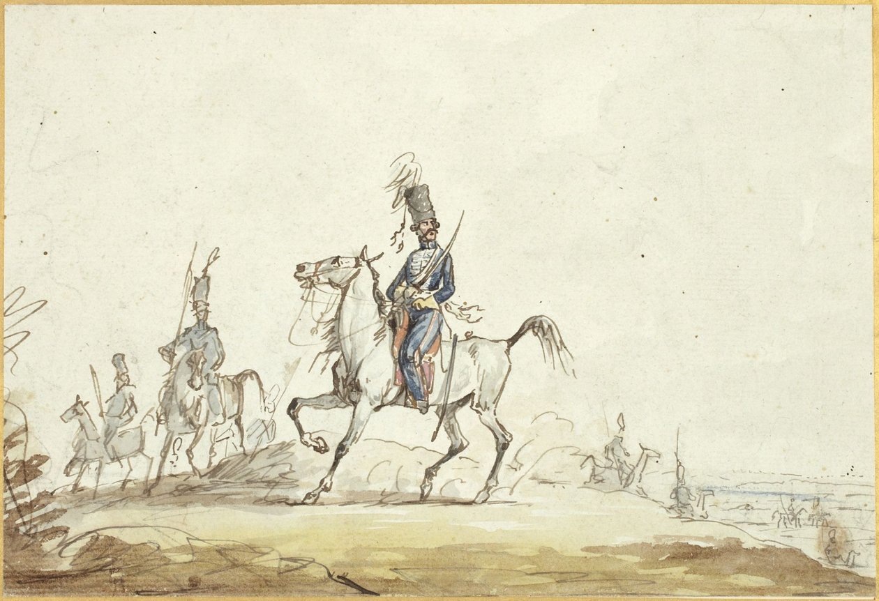 Kavallerister på en kulle av Denis-Auguste-Marie Raffet