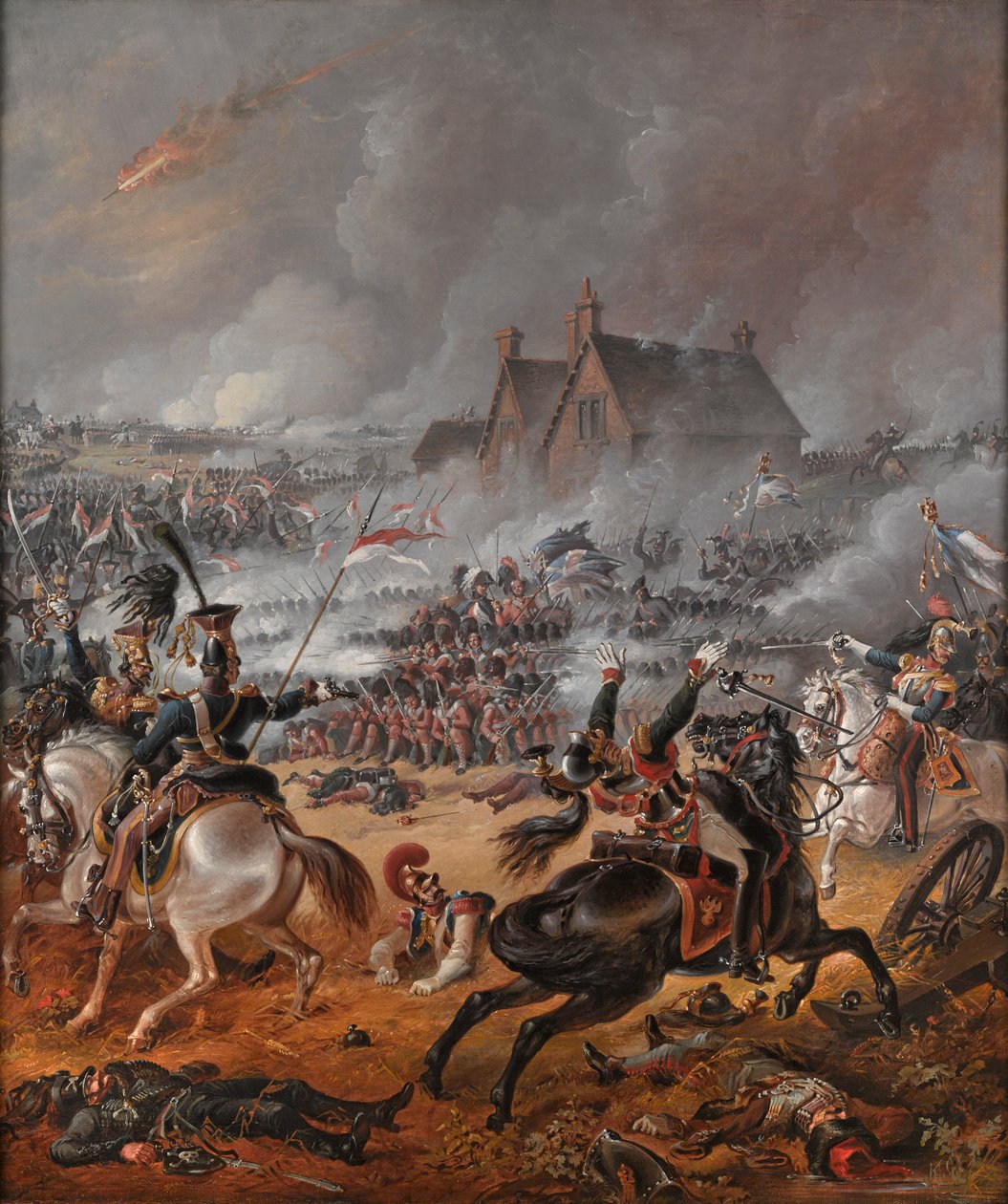 Slaget vid Waterloo (olja på duk) av Denis (follower of) Dighton